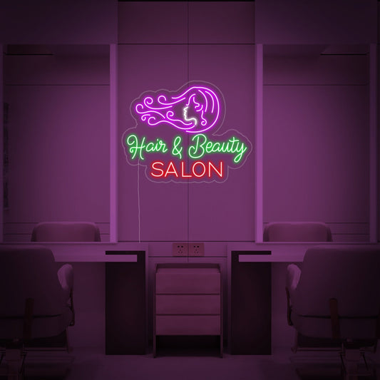 Hair & Beauty Neon Yazılı Tabela