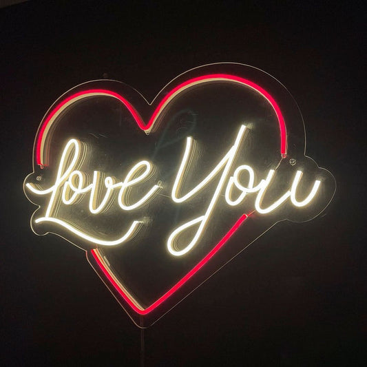 Love You Kalp Neon Yazılı Tabela