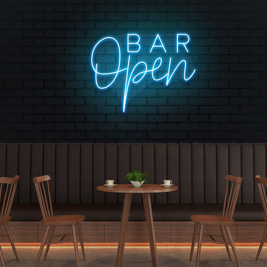 Bar Open Neon Yazılı Tabela