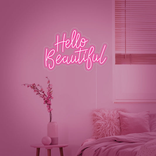 Hello Beautiful Neon Yazı Tabela