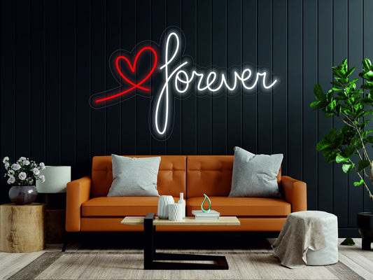 Forever Kalp Neon Yazılı Tabela
