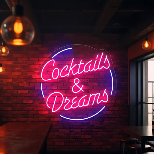 Cocktails & Dreams Neon Yazılı Tabela