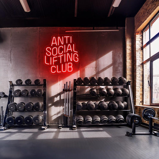 Anti Social Lifting Club Neon Yazılı Tabela