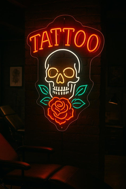 Tattoo Kuru Kafa Neon Yazılı Tabela