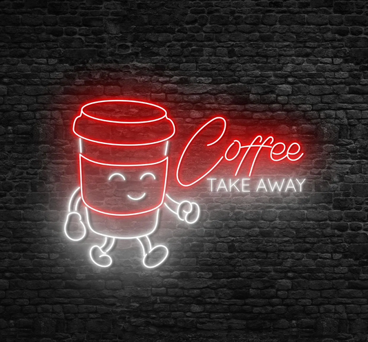 Coffee Take Away Neon Yazılı Tabela