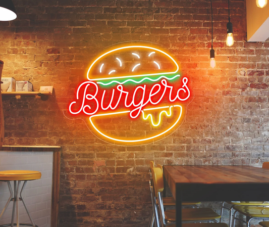 Burgers Neon Yazılı Tabela
