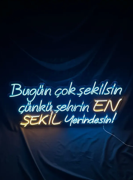 Bugün Çok Şekilsin Çünkü Şehrin En Şekil Yerindesin Neon Yazılı Tabela