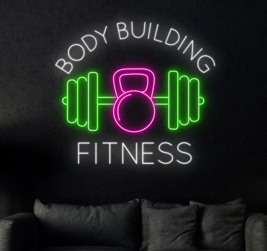 Body Building Fitness Neon Yazılı Tabela