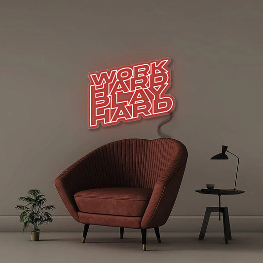 Work Hard Play Hard Neon Yazılı Tabela