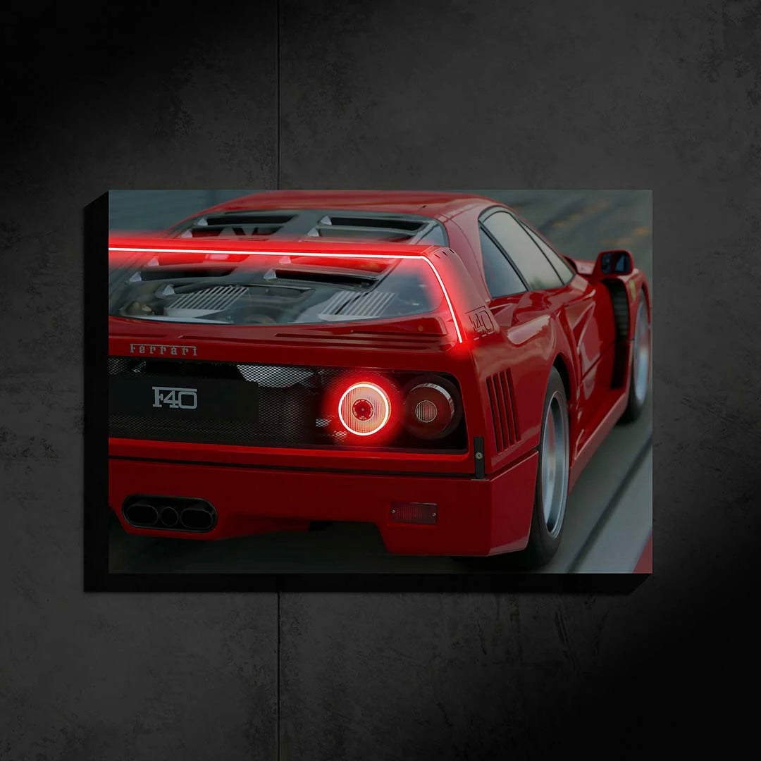 Ferrari F40 Neon Led Araba Poster Tabela
