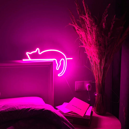 Uyuyan Kedi Neon Tabela