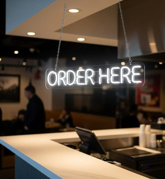 Order Here Neon Yazılı Tabela