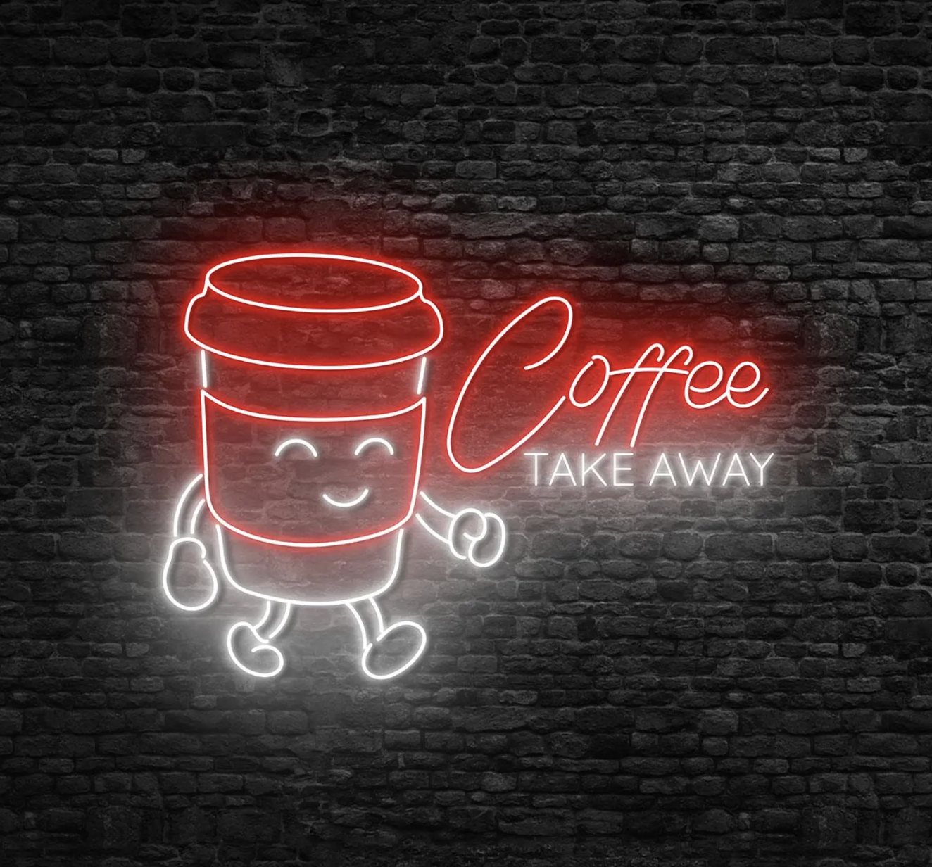 Coffee Take Away Neon Yazılı Tabela