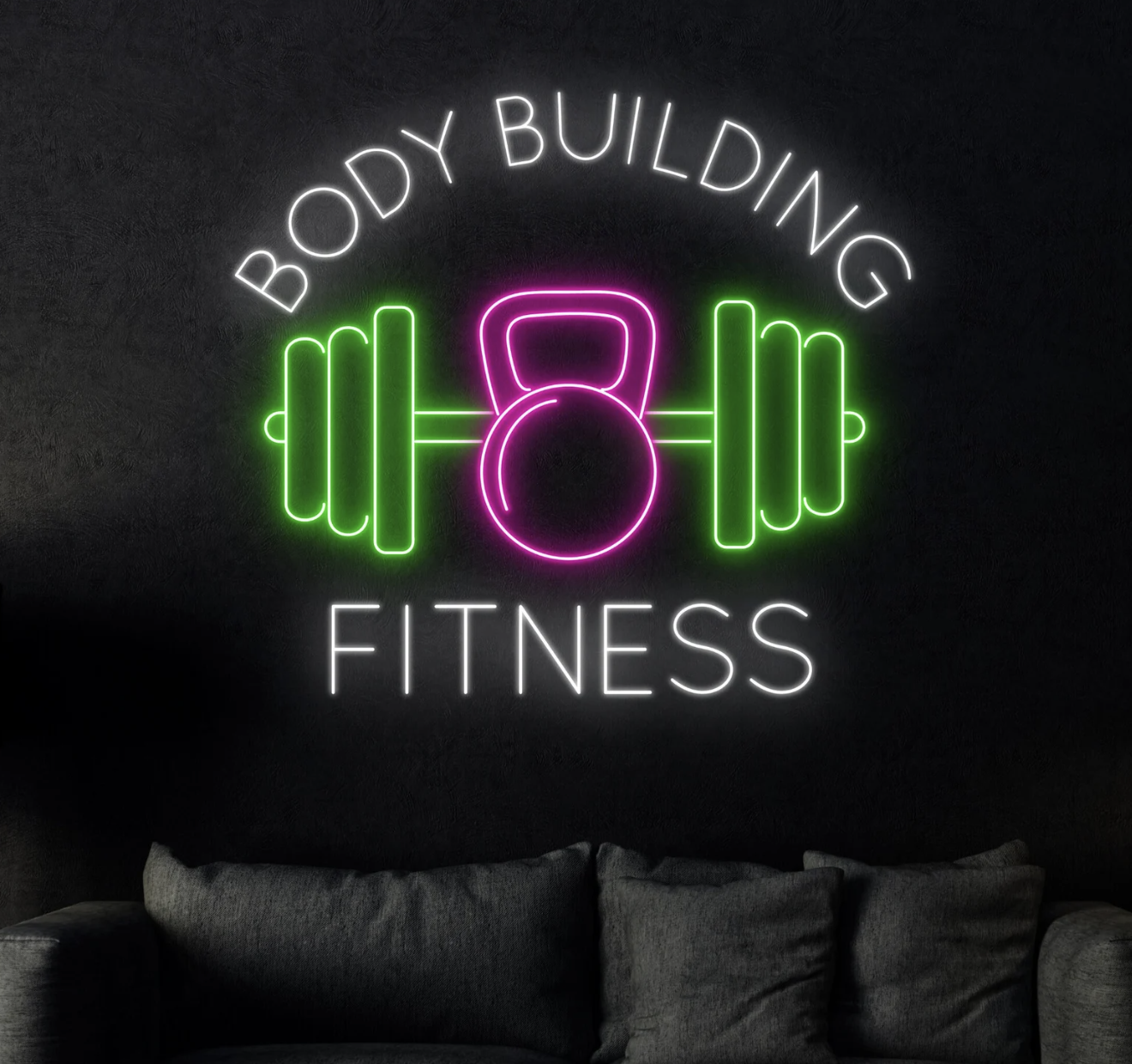 Body Building Fitness Neon Yazılı Tabela
